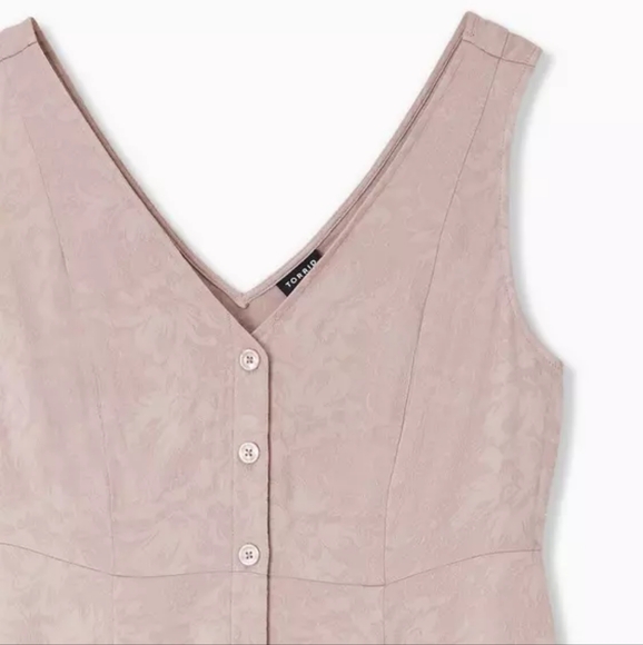 Torrid Size 1 Taupe Jacquard Button Front Fit & Flare Peplum Top - Picture 3 of 8